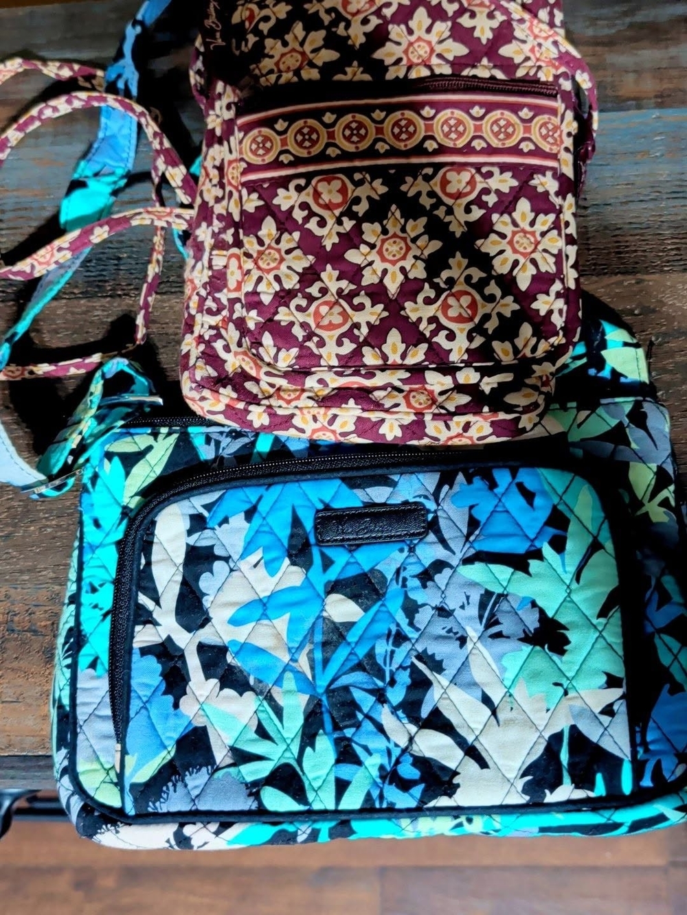 2 Vera Bradley-Quilted Teal & Blue Crossbody Bag